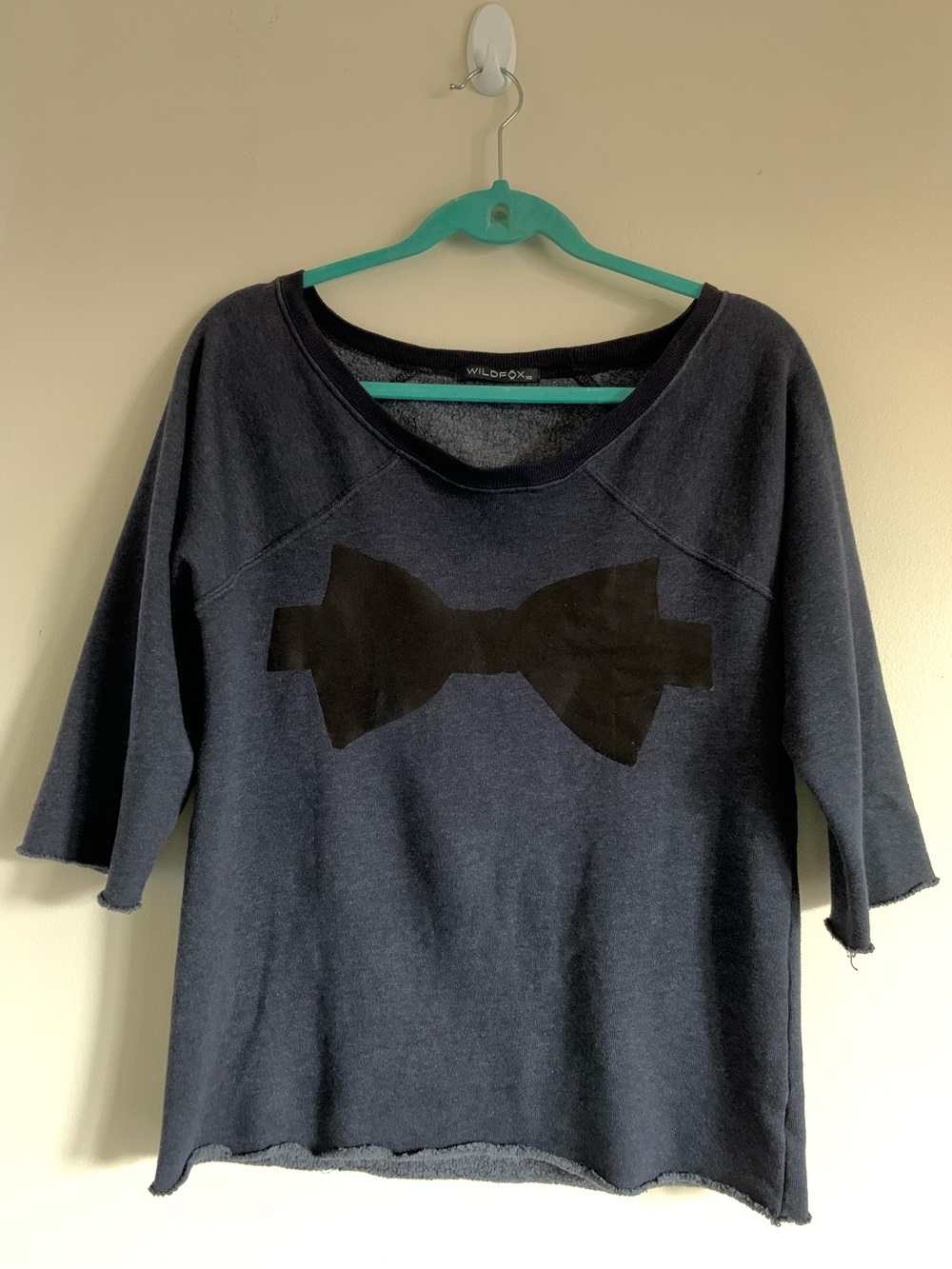 Wildfox Dark Blue Couture oversized sweatshirt large black bow XS